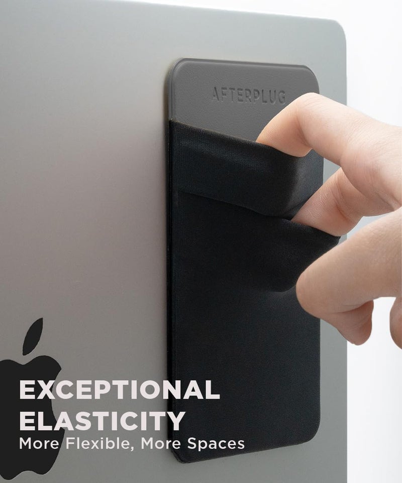 Afterplug 2-Pocket Adhesive Storage Pouch, Laptop Accessory Organizer for SSD, Magic Mouse, Cables, Black and Gray - Image 4